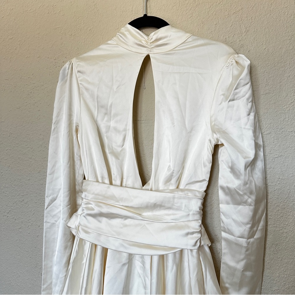 House of CB Cream Long-Sleeve Open-Back Mini Dress - Picture 11 of 15